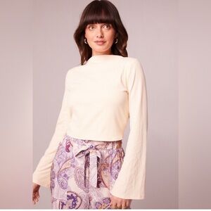 Band of Gypsies Avril Cream Mock Neck Crop Top